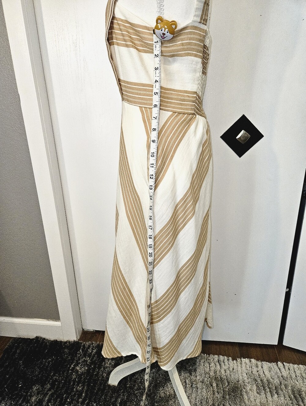 Draper James Cream and Tan Chevron Maxi Dress with Wide Straps And Pockets Small - Picture 10 of 11